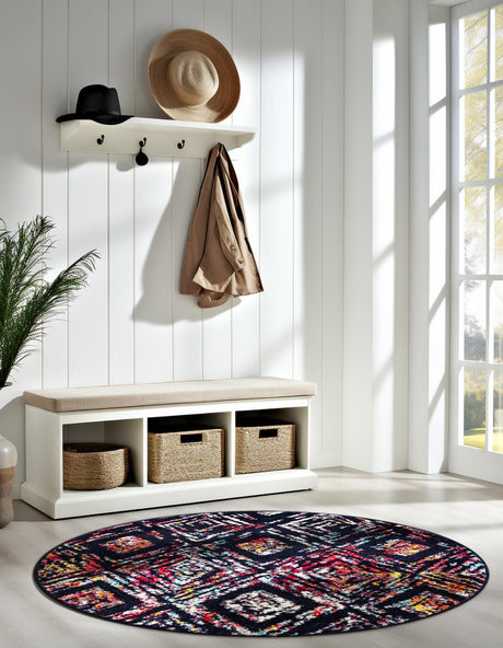Multicolor 7' 10 x 7' 10 Penrose Round Area Rug Classic Durable Stain Resistant Easy Clean Carpet for Traditional Indoor Home Decor for Sale at Rug Engine