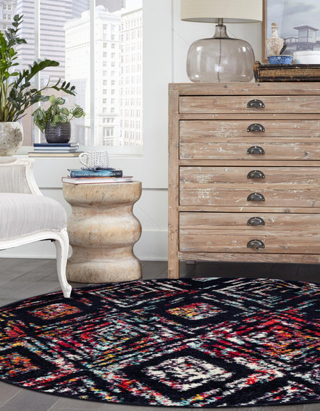 Multicolor 3' 1 x 3' 1 Penrose Round Area Rug Classic Durable Stain Resistant Easy Clean Carpet for Traditional Indoor Home Decor for Sale at Rug Engine