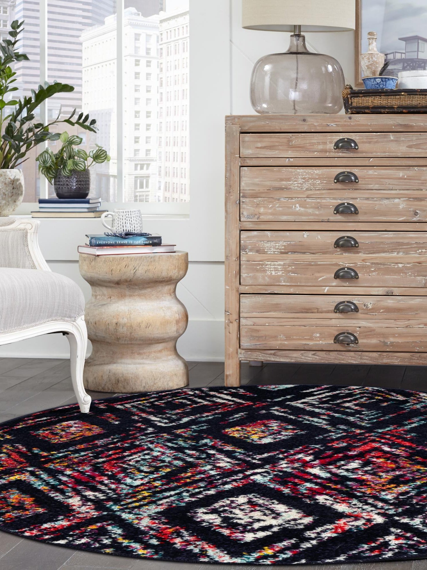 Multicolor 10' x 10' Penrose Round Area Rug