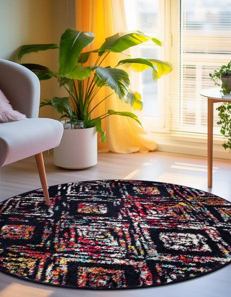 Multicolor 7' 10 x 7' 10 Penrose Round Area Rug Classic Durable Stain Resistant Easy Clean Carpet for Traditional Indoor Home Decor for Sale at Rug Engine