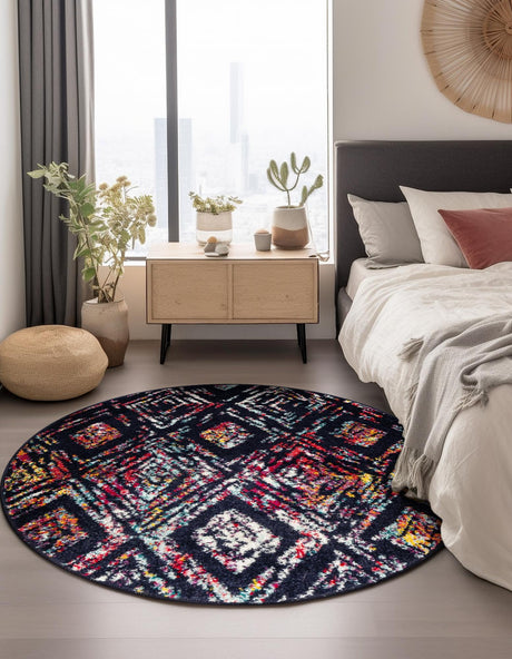 Multicolor 5' 3 x 5' 3 Penrose Round Area Rug Classic Durable Stain Resistant Easy Clean Carpet for Traditional Indoor Home Decor for Sale at Rug Engine