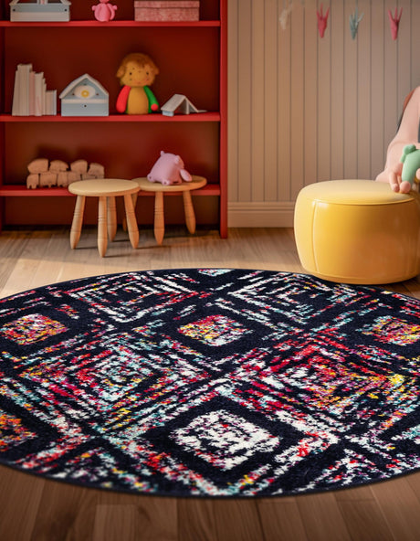 Multicolor 5' 3 x 5' 3 Penrose Round Area Rug Classic Durable Stain Resistant Easy Clean Carpet for Traditional Indoor Home Decor for Sale at Rug Engine