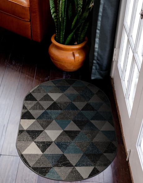 Gray 3' 3 x 5' 3 Valencia Oval Area Rug Modern Abstract Durable Carpet for Living Room, Dining, Office, Bedrooms, Dorm Rooms for Sale at Rug Engine
