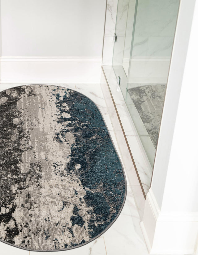 Gray 3' 3 x 5' 3 Valencia Oval Area Rug Modern Abstract Durable Carpet for Living Room, Dining, Office, Bedrooms, Dorm Rooms for Sale at Rug Engine