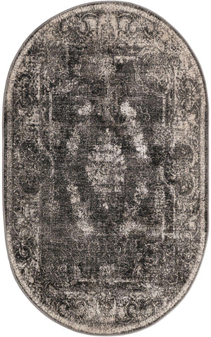 Charcoal 3' 3 x 5' 3 Aarhus Oval Area Rug 100% Polypropylene With Jute Foundation Living Room Bedroom Carpet for Sale at Rug Engine