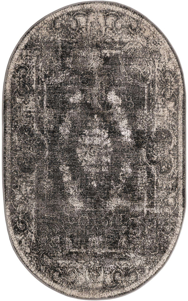 Charcoal 3' 3 x 5' 3 Aarhus Oval Area Rug 100% Polypropylene With Jute Foundation Living Room Bedroom Carpet for Sale at Rug Engine