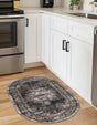 Gray 3' 3 x 5' 3 Lucerne Oval Area Rug 100% Polypropylene Traditional Classic Easy Clean Carpet for Kitchens, Living Rooms, Bedroom, Office for Sale at Rug Engine