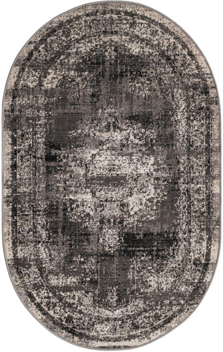 Gray 3' 3 x 5' 3 Lucerne Oval Area Rug 100% Polypropylene Traditional Classic Easy Clean Carpet for Kitchens, Living Rooms, Bedroom, Office for Sale at Rug Engine
