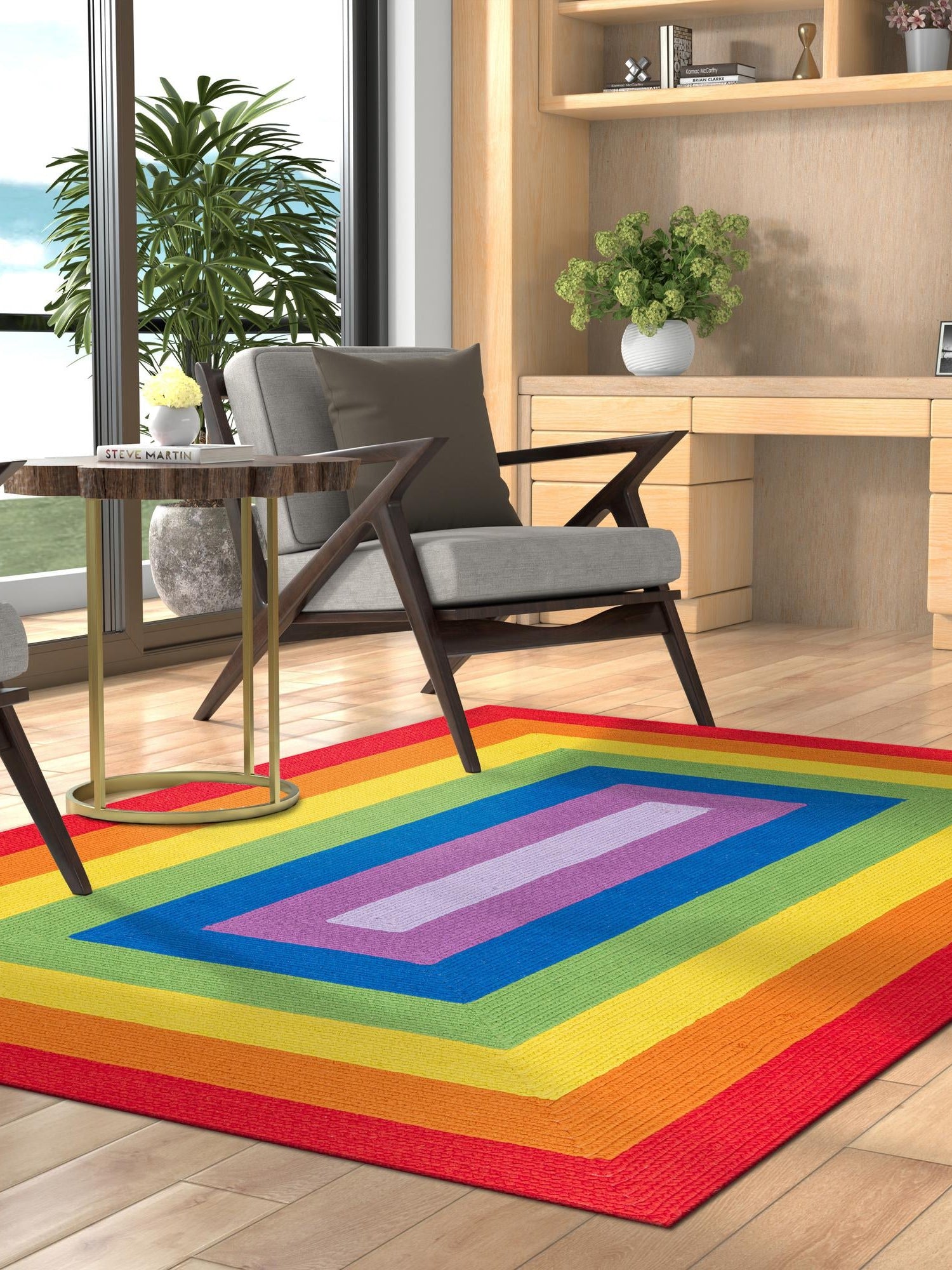 Multicolor 9' x 12' Hand Braided Rainbow Wool Rectangle Area Rug 100% Natural Wool Colorful Vivid Handmade Carpet for Modern Interior Design for Sale at Rug Engine