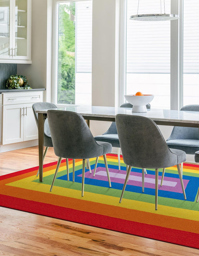 Multicolor 4' 1 x 6' 1 Hand Braided Rainbow Wool Rectangle Rug
