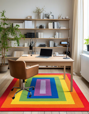 Multicolor 3' 1 x 5' 1 Hand Braided Rainbow Wool Rectangle Rug