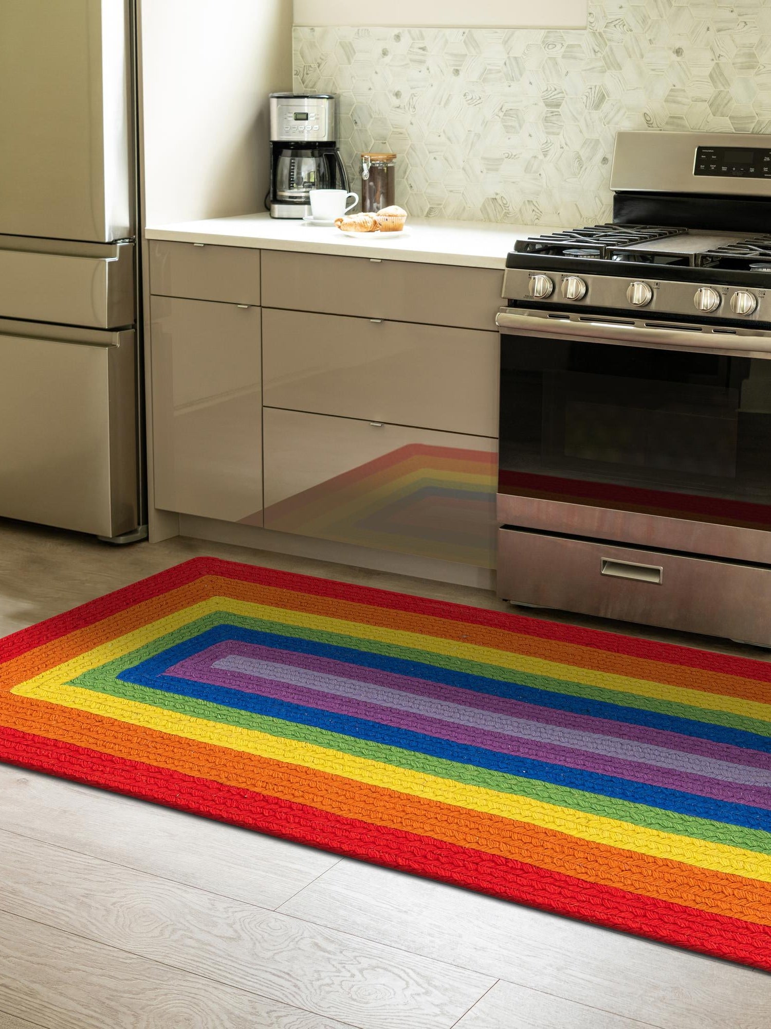 Multicolor 2' x 6' 1 Hand Braided Rainbow Wool Runner Area Rug 100% Natural Wool Colorful Vivid Handmade Carpet for Modern Interior Design for Sale at Rug Engine