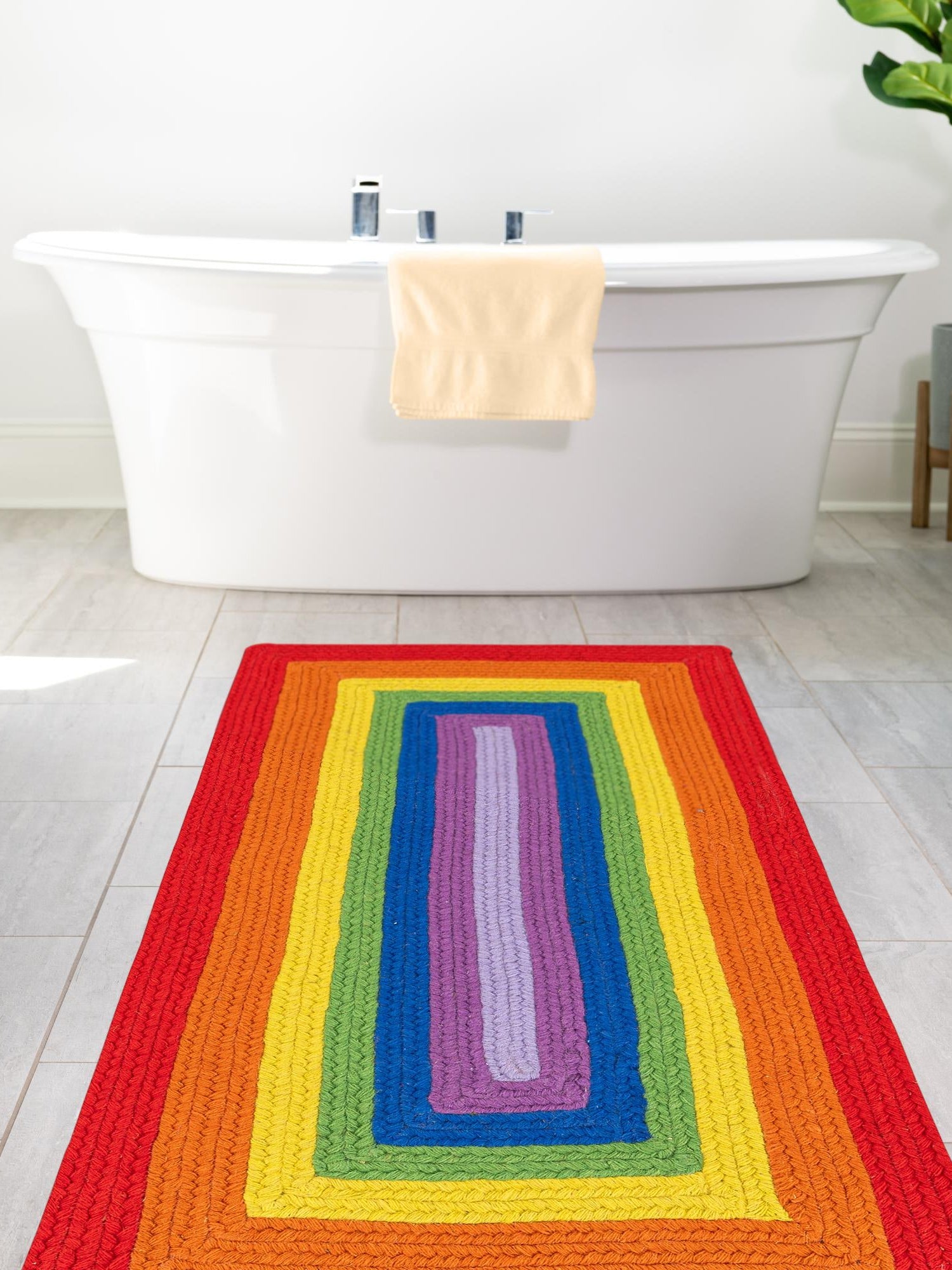Multicolor 2' x 5' 1 Hand Braided Rainbow Wool Runner Area Rug 100% Natural Wool Colorful Vivid Handmade Carpet for Modern Interior Design for Sale at Rug Engine
