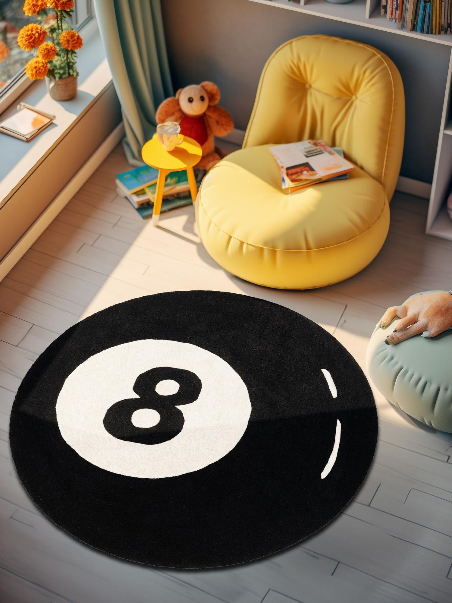 Black and White 6' 1 x 6' 1 Hand Tufted Wool Round Area Rug 100% Natural Wool Unique Modern Handmade Carpet for Living Rooms, Bedrooms for Sale at Rug Engine