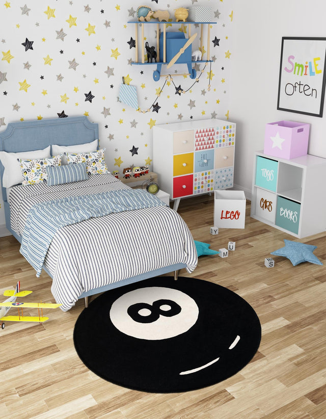 Black and White 5' 1 x 5' 1 Hand Tufted Wool Round Area Rug 100% Natural Wool Unique Modern Handmade Carpet for Living Rooms, Bedrooms for Sale at Rug Engine