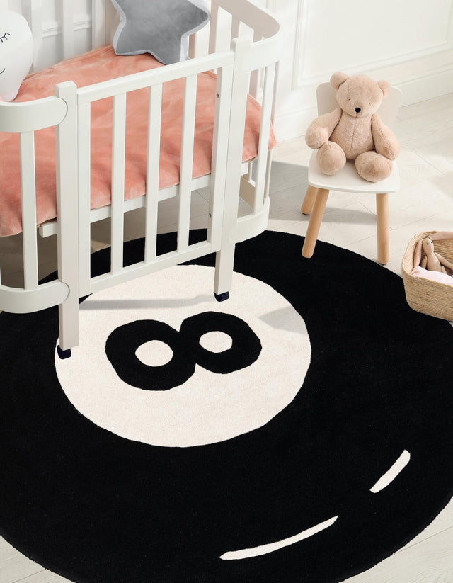 Black and White 5' 1 x 5' 1 Hand Tufted Wool Round Area Rug 100% Natural Wool Unique Modern Handmade Carpet for Living Rooms, Bedrooms for Sale at Rug Engine