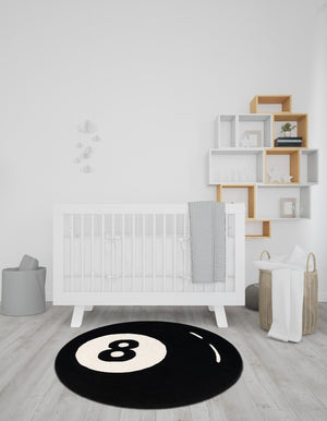 Black and White 7' 10 x 7' 10 Hand Tufted Wool Round Area Rug 100% Natural Wool Unique Modern Handmade Carpet for Living Rooms, Bedrooms for Sale at Rug Engine