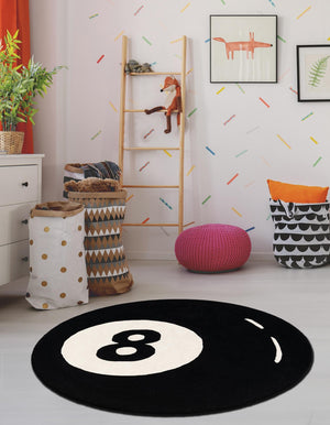 Black and White 7' 10 x 7' 10 Hand Tufted Wool Round Area Rug 100% Natural Wool Unique Modern Handmade Carpet for Living Rooms, Bedrooms for Sale at Rug Engine