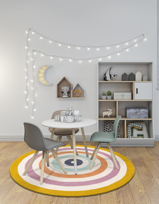 Multicolor 4' 1 x 4' 1 Hand Tufted Wool Round Area Rug 100% Natural Wool Unique Modern Handmade Carpet for Living Rooms, Bedrooms for Sale at Rug Engine