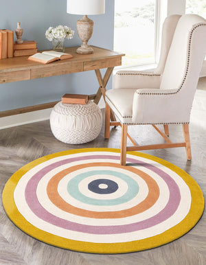 Multicolor 6' 1 x 6' 1 Hand Tufted Wool Round Area Rug 100% Natural Wool Unique Modern Handmade Carpet for Living Rooms, Bedrooms for Sale at Rug Engine
