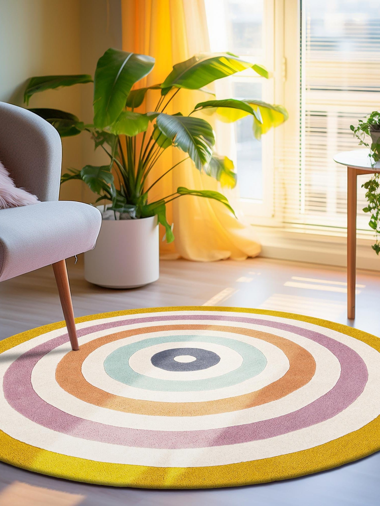 Multicolor 5' 1 x 5' 1 Hand Tufted Wool Round Area Rug 100% Natural Wool Unique Modern Handmade Carpet for Living Rooms, Bedrooms for Sale at Rug Engine