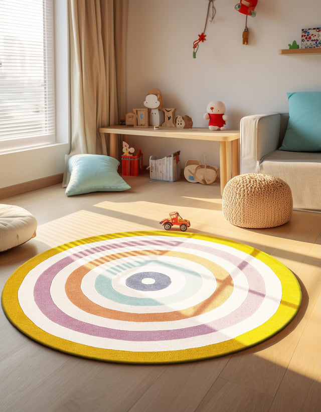Multicolor 4' 1 x 4' 1 Hand Tufted Wool Round Area Rug 100% Natural Wool Unique Modern Handmade Carpet for Living Rooms, Bedrooms for Sale at Rug Engine