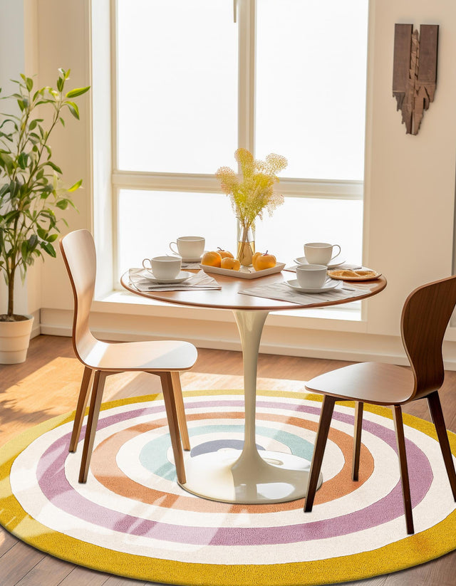 Multicolor 6' 1 x 6' 1 Hand Tufted Wool Round Area Rug 100% Natural Wool Unique Modern Handmade Carpet for Living Rooms, Bedrooms for Sale at Rug Engine