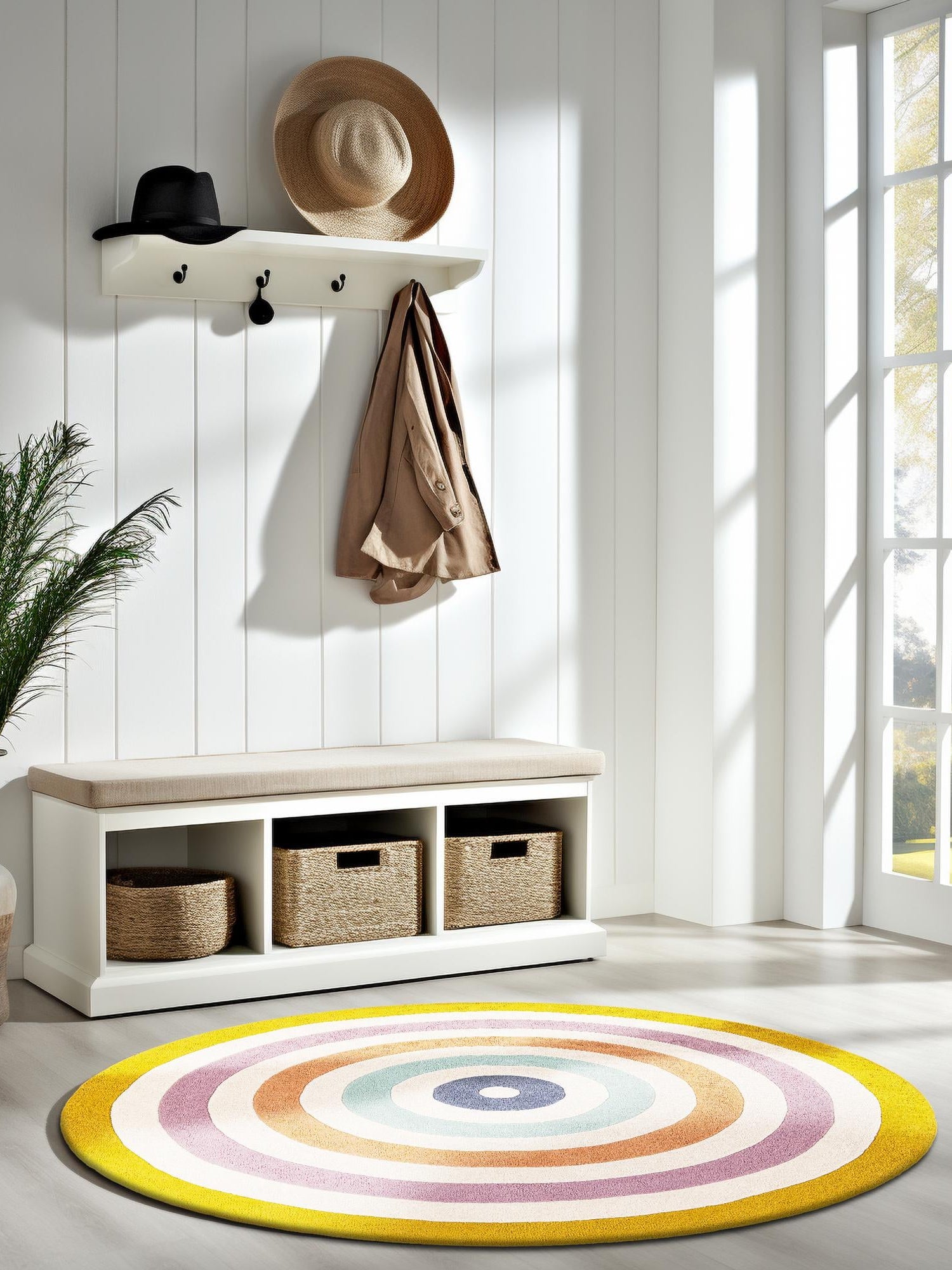 Multicolor 6' 1 x 6' 1 Hand Tufted Wool Round Area Rug 100% Natural Wool Unique Modern Handmade Carpet for Living Rooms, Bedrooms for Sale at Rug Engine