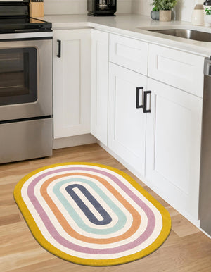 Multicolor 5' 1 x 8' Hand Tufted Wool Oval Area Rug 100% Natural Wool Unique Modern Handmade Carpet for Living Rooms, Bedrooms for Sale at Rug Engine