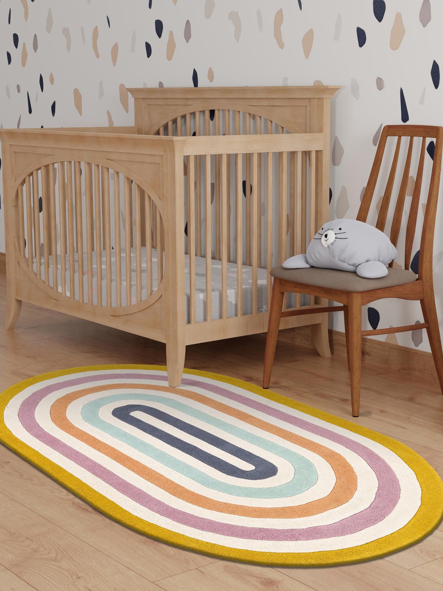 Multicolor 5' 1 x 8' Hand Tufted Wool Oval Area Rug 100% Natural Wool Unique Modern Handmade Carpet for Living Rooms, Bedrooms for Sale at Rug Engine