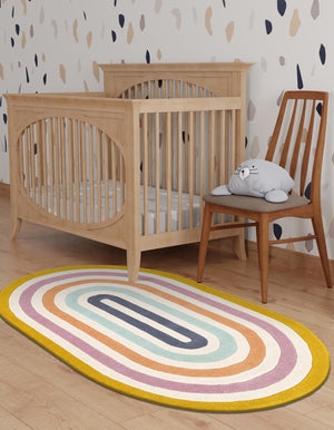 Multicolor 5' 1 x 8' Hand Tufted Wool Oval Area Rug 100% Natural Wool Unique Modern Handmade Carpet for Living Rooms, Bedrooms for Sale at Rug Engine
