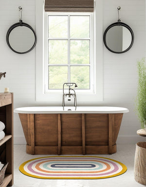 Multicolor 5' 1 x 8' Hand Tufted Wool Oval Area Rug 100% Natural Wool Unique Modern Handmade Carpet for Living Rooms, Bedrooms for Sale at Rug Engine