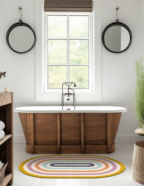 Multicolor 5' 1 x 8' Hand Tufted Wool Oval Area Rug 100% Natural Wool Unique Modern Handmade Carpet for Living Rooms, Bedrooms for Sale at Rug Engine
