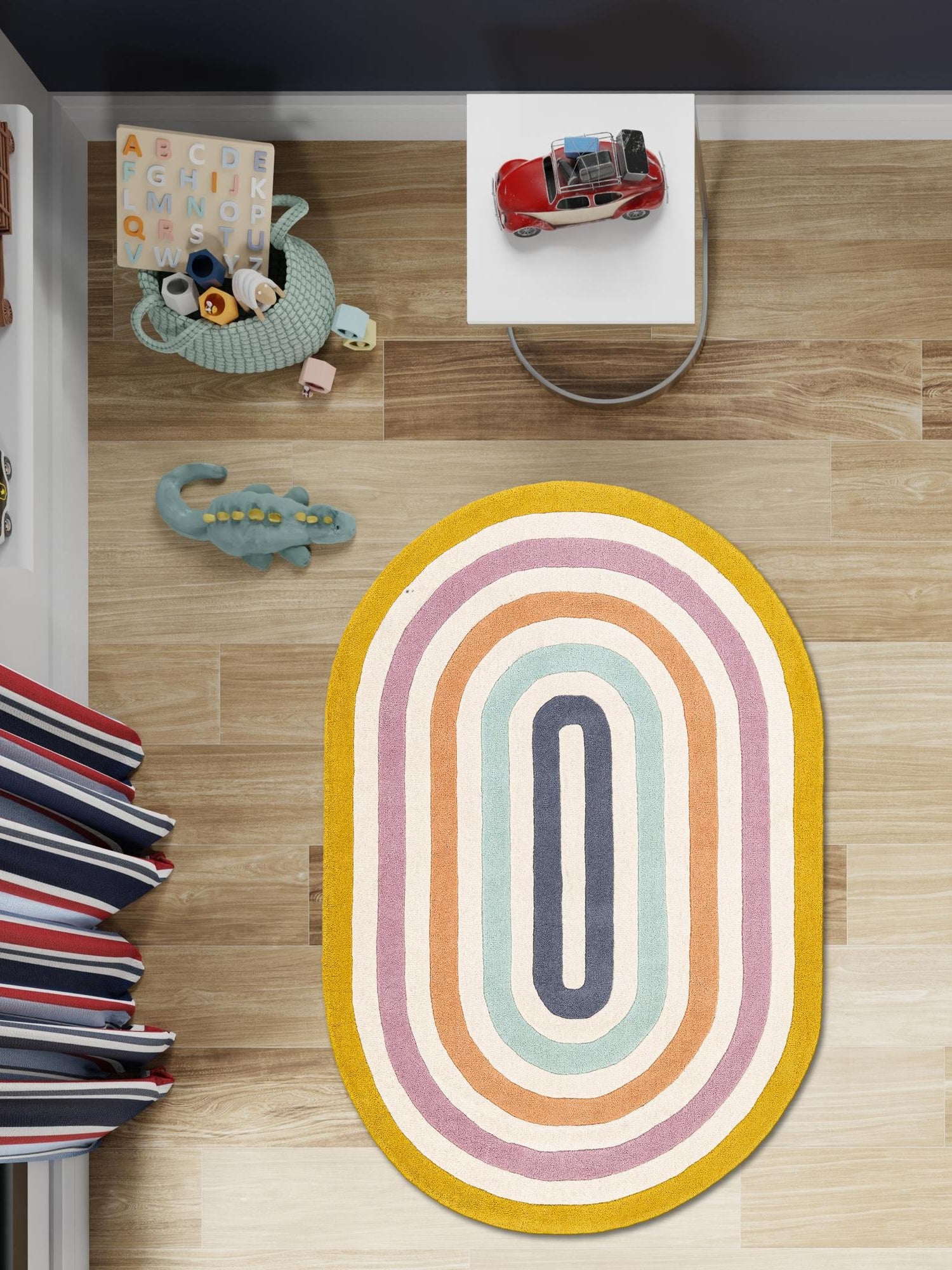 Multicolor 5' 1 x 8' Hand Tufted Wool Oval Area Rug 100% Natural Wool Unique Modern Handmade Carpet for Living Rooms, Bedrooms for Sale at Rug Engine