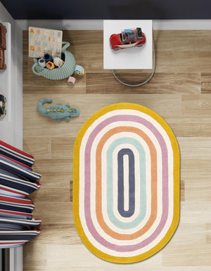 Multicolor 5' 1 x 8' Hand Tufted Wool Oval Area Rug 100% Natural Wool Unique Modern Handmade Carpet for Living Rooms, Bedrooms for Sale at Rug Engine