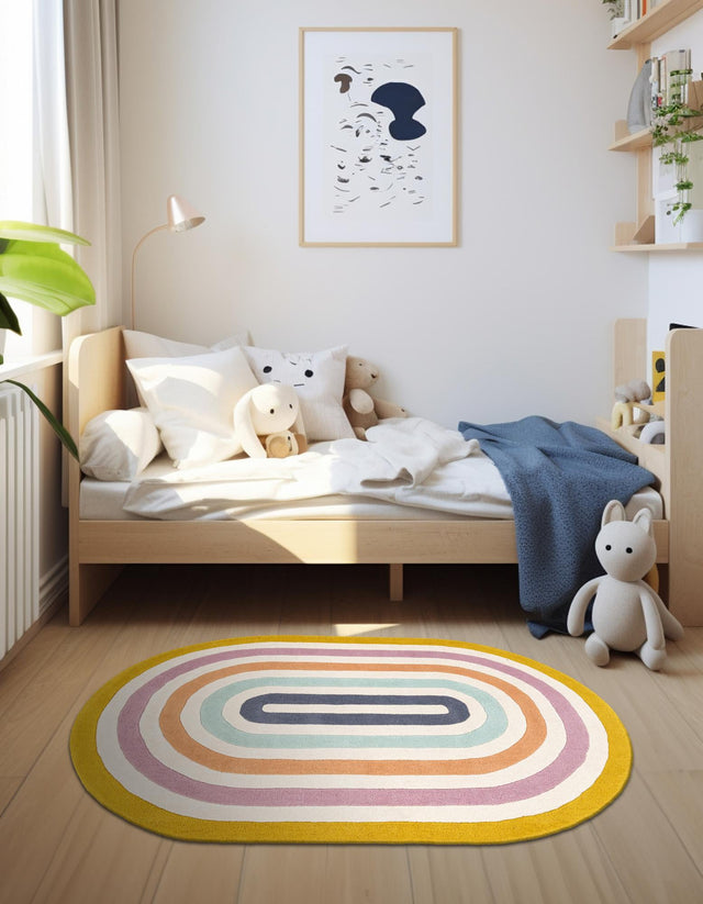 Multicolor 5' 1 x 8' Hand Tufted Wool Oval Area Rug 100% Natural Wool Unique Modern Handmade Carpet for Living Rooms, Bedrooms for Sale at Rug Engine