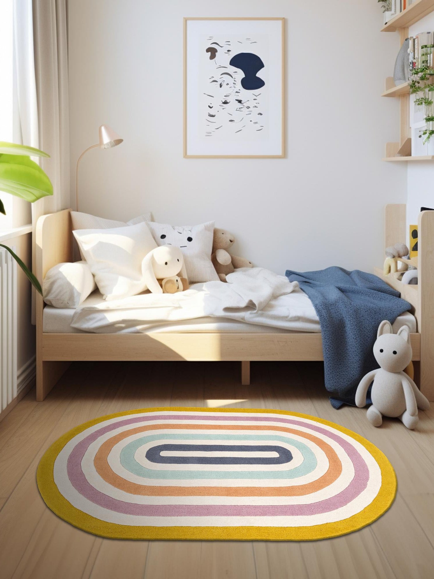 Multicolor 3' 1 x 5' 1 Hand Tufted Wool Oval Area Rug 100% Natural Wool Unique Modern Handmade Carpet for Living Rooms, Bedrooms for Sale at Rug Engine