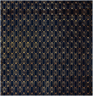 Navy Blue and Gold 10' x 10' Vogue Geo Square Area Rug Geometric Glam Style Shiny Accents Carpet Mat for Unique Interior Design & Home Decor for Sale at Rug Engine