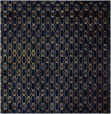 Navy Blue and Gold 10' x 10' Vogue Geo Square Area Rug Geometric Glam Style Shiny Accents Carpet Mat for Unique Interior Design & Home Decor for Sale at Rug Engine