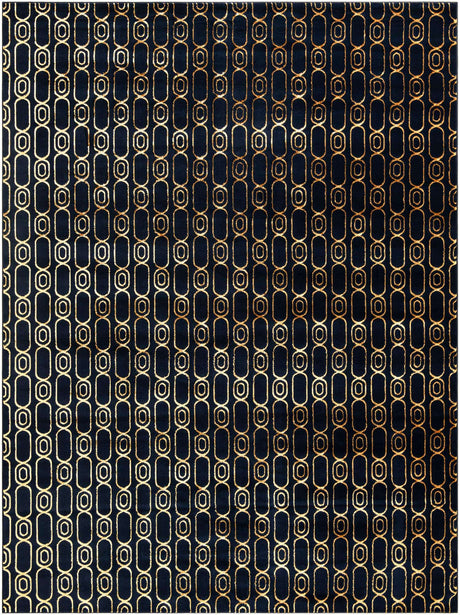 Navy Blue and Gold 10' x 13' 1 Vogue Geo Rectangle Area Rug Geometric Glam Style Shiny Accents Carpet Mat for Unique Interior Design & Home Decor for Sale at Rug Engine