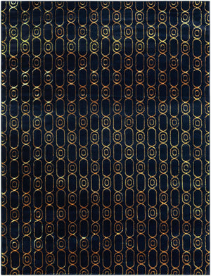 Navy Blue and Gold 7' 10 x 10' Vogue Geo Rectangle Area Rug Geometric Glam Style Shiny Accents Carpet Mat for Unique Interior Design & Home Decor for Sale at Rug Engine