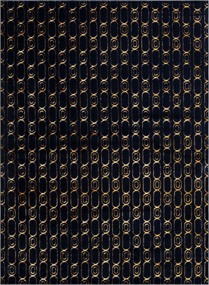 Navy Blue and Gold 9' x 12' Vogue Geo Rectangle Area Rug Geometric Glam Style Shiny Accents Carpet Mat for Unique Interior Design & Home Decor for Sale at Rug Engine
