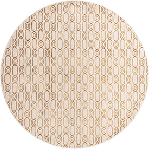 White and Gold 10' x 10' Vogue Geo Round Area Rug Geometric Glam Style Shiny Accents Carpet Mat for Unique Interior Design & Home Decor for Sale at Rug Engine