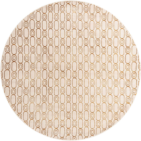 White and Gold 10' x 10' Vogue Geo Round Area Rug Geometric Glam Style Shiny Accents Carpet Mat for Unique Interior Design & Home Decor for Sale at Rug Engine