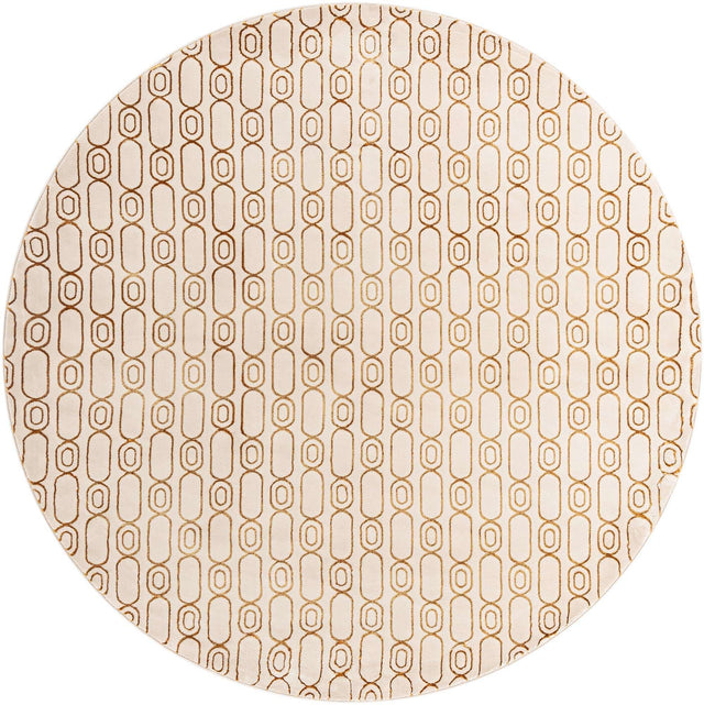 White and Gold 10' x 10' Vogue Geo Round Area Rug Geometric Glam Style Shiny Accents Carpet Mat for Unique Interior Design & Home Decor for Sale at Rug Engine