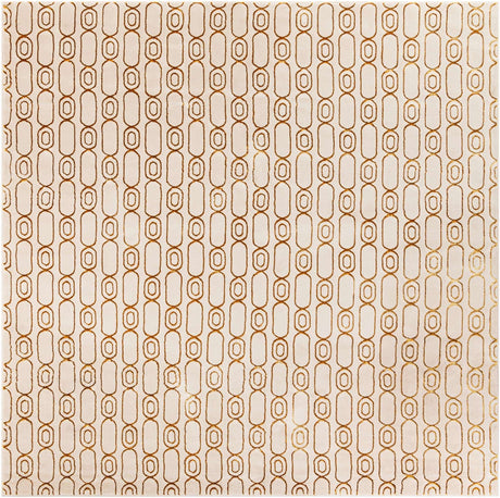 White and Gold 10' x 10' Vogue Geo Square Area Rug Geometric Glam Style Shiny Accents Carpet Mat for Unique Interior Design & Home Decor for Sale at Rug Engine