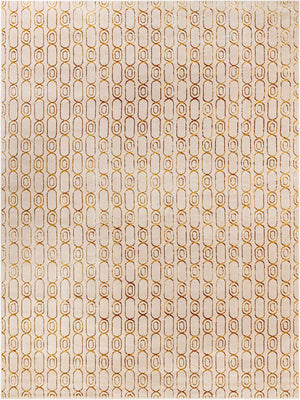 White and Gold 10' x 13' 1 Vogue Geo Rectangle Area Rug Geometric Glam Style Shiny Accents Carpet Mat for Unique Interior Design & Home Decor for Sale at Rug Engine