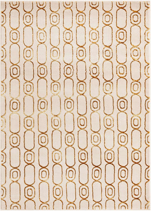 White and Gold 5' 3 x 7' 1 Vogue Geo Rectangle Area Rug Geometric Glam Style Shiny Accents Carpet Mat for Unique Interior Design & Home Decor for Sale at Rug Engine