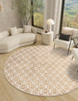 White and Gold 7' 10 x 7' 10 Vogue Geo Round Area Rug Geometric Glam Style Shiny Accents Carpet Mat for Unique Interior Design & Home Decor for Sale at Rug Engine