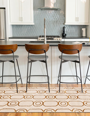 White and Gold 2' x 6' 1 Vogue Geo Runner Area Rug Geometric Glam Style Shiny Accents Carpet Mat for Unique Interior Design & Home Decor for Sale at Rug Engine